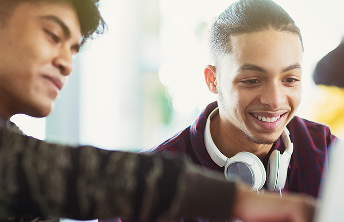 Couple listening to music